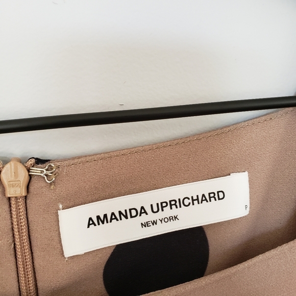 Amanda Uprichard Polka Dot Walsh Dress Tan Black Neutral SZ XS - Picture 5 of 6